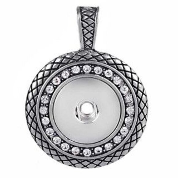 Round Weave Rhinestone Snap Necklace with Faceted Rhinestone Snaps - Picture 2 of 7